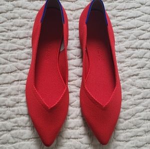 Rothys Th Point pointed ballet flats bright red, size 8.5 Like new